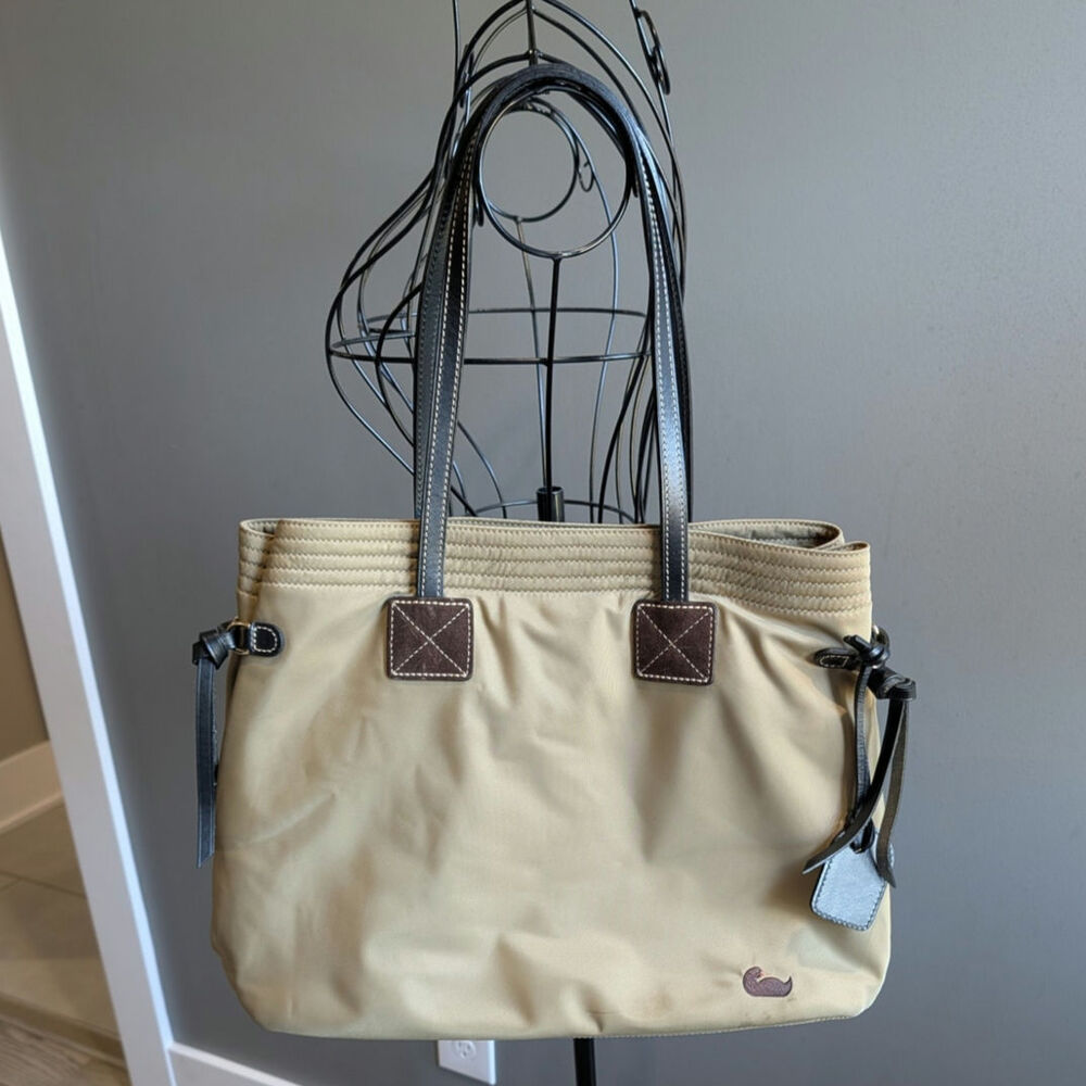 Dooney & Bourke Victoria Tan Beige Nylon Tote Bag Purse